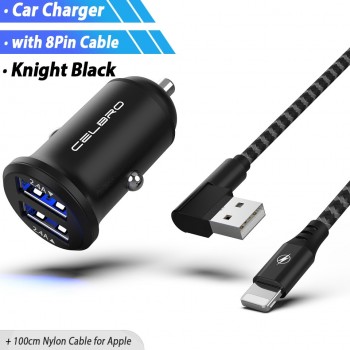 Dual USB Car Charger Adapter 4.8A Mini Metal Car-Charger Mobile Phone Car USB Charger Auto Charge 2 Port 24W for Samsung iPhone