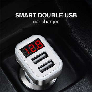 Dual USB 4.8A Car Charger Adapter With LED Display Fast Adaptive Charging For iPhone For Samsung Galaxy