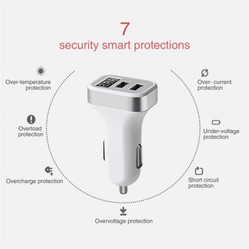 Dual USB 4.8A Car Charger Adapter With LED Display Fast Adaptive Charging For iPhone For Samsung Galaxy