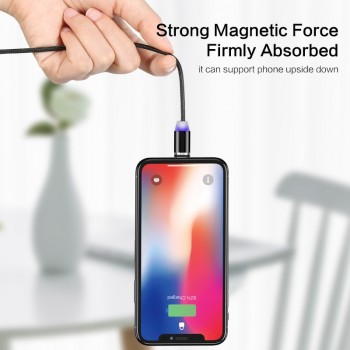 MOOJECAL Magnetic Cable For iPhone X XS Max Xr 8 7 Plus Charging Wire to USB Cable For Samsung Xiaomi Huawei LED Magnet Charger