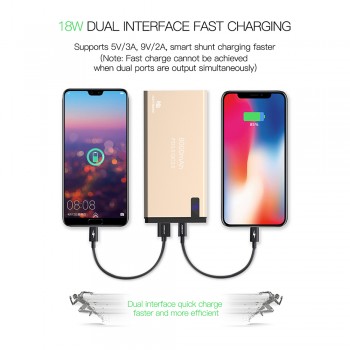 KEYSION 2 Port PD Fast Charge Power Bank 8000mAh QC 3.0 2.0 Quick Charge Portable Metal Battery Powerbank for iPhone X 8 8 Plus