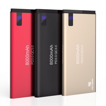 KEYSION 2 Port PD Fast Charge Power Bank 8000mAh QC 3.0 2.0 Quick Charge Portable Metal Battery Powerbank for iPhone X 8 8 Plus