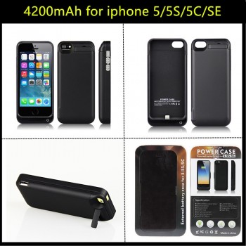 GagaKing 4200mAh battery case for iphone SE 5 5s 5c  External power bank Charger pack backup High quality adapter 7 colors
