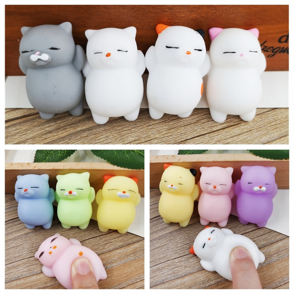 4pcs/lot Kawaii Squishy Cute Mini Pregnant Rolling Lazy Cats Toy Soft Hand Pinch Squeeze Stress Relief Phone Strap Kid Gifts