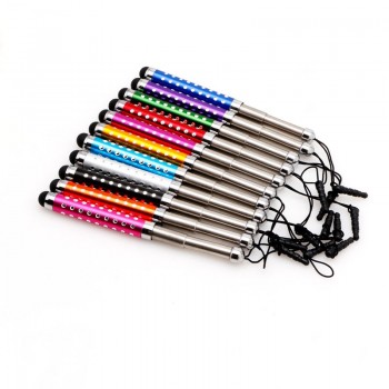 Retractable Capacitive Diamond Stylus Touch Screen Pen For iPhone iPad Tablet PC
