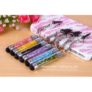 Wholesale 10 Pcs/lot High-texture Mini Crystal Stylus Pen Capacitive Screen Touch Pen For iPhone + Dust Plug very Portable