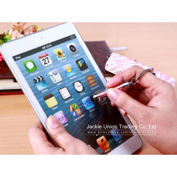 Wholesale 10 Pcs/lot High-texture Mini Crystal Stylus Pen Capacitive Screen Touch Pen For iPhone + Dust Plug very Portable