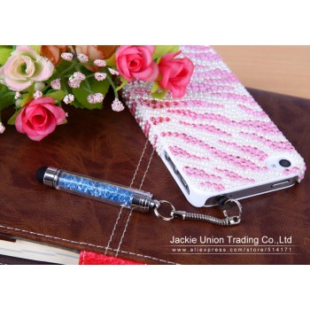 Wholesale 10 Pcs/lot High-texture Mini Crystal Stylus Pen Capacitive Screen Touch Pen For iPhone + Dust Plug very Portable