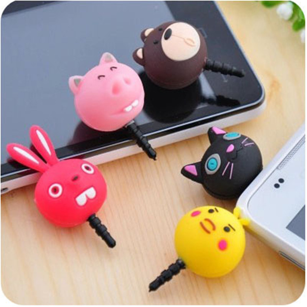 CatXaa Headphone 3.5mm Port Dust Plug Cute Animal Cat Pig Rabbit Bear Chicken Headset Music Stopper Mobile Phone 3.5 Jack Decor