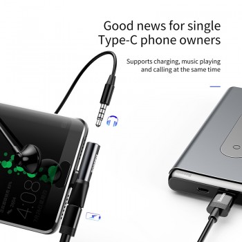 Baseus Usb C to 3.5mm Aux Jack Audio Earphone Adapter Type-C Charging Adapter Mobile Phone Audio splitter For Huawei Xiaomi Oppo