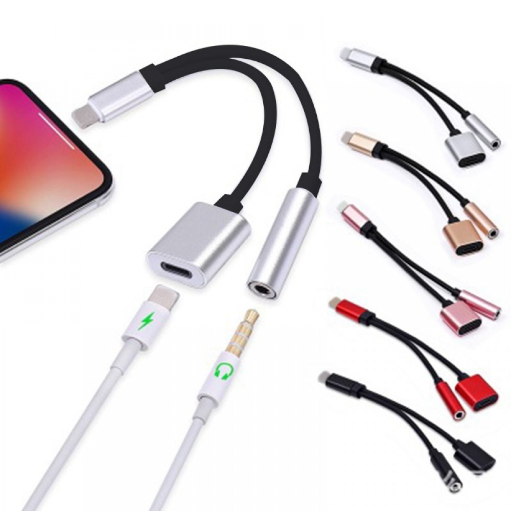 adapter charger audio cable 2 in 1 charge to 3.5 mm jack headphone aux converter For apple Iphone 7 8 Plus X 10