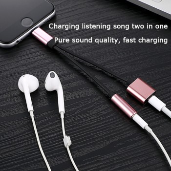adapter charger audio cable 2 in 1 charge to 3.5 mm jack headphone aux converter For apple Iphone 7 8 Plus X 10