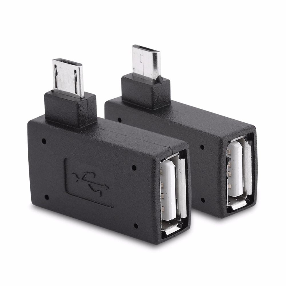 2Pcs/set Micro Adapter USB 2.0 Female to Male Micro OTG Power Supply 2018 Port 90 Degree Left 90 Right Angled USB OTG Adapters