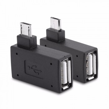 2Pcs/set Micro Adapter USB 2.0 Female to Male Micro OTG Power Supply 2018 Port 90 Degree Left 90 Right Angled USB OTG Adapters