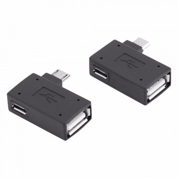 2Pcs/set Micro Adapter USB 2.0 Female to Male Micro OTG Power Supply 2018 Port 90 Degree Left 90 Right Angled USB OTG Adapters