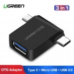 Ugreen USB 3.0 OTG Cable Adapter Micro USB Type C 3 in 1 Converter for Xiaomi Redmi 5 Plus Samsung Galaxy s8 for Huawei p20 pro