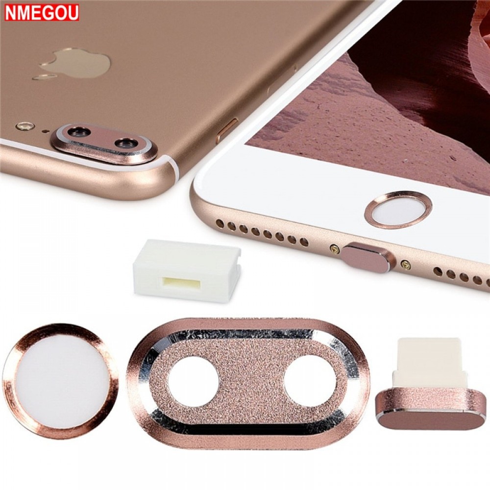 4 In 1 Phone Protective Set for IPhone X 7 8 Plus IPhone7 IPhone8 IPhonex Touch Id Home Button Sticker amp; Dust Plug Len Protector