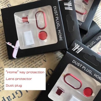 4 In 1 Phone Protective Set for IPhone X 7 8 Plus IPhone7 IPhone8 IPhonex Touch Id Home Button Sticker amp; Dust Plug Len Protector