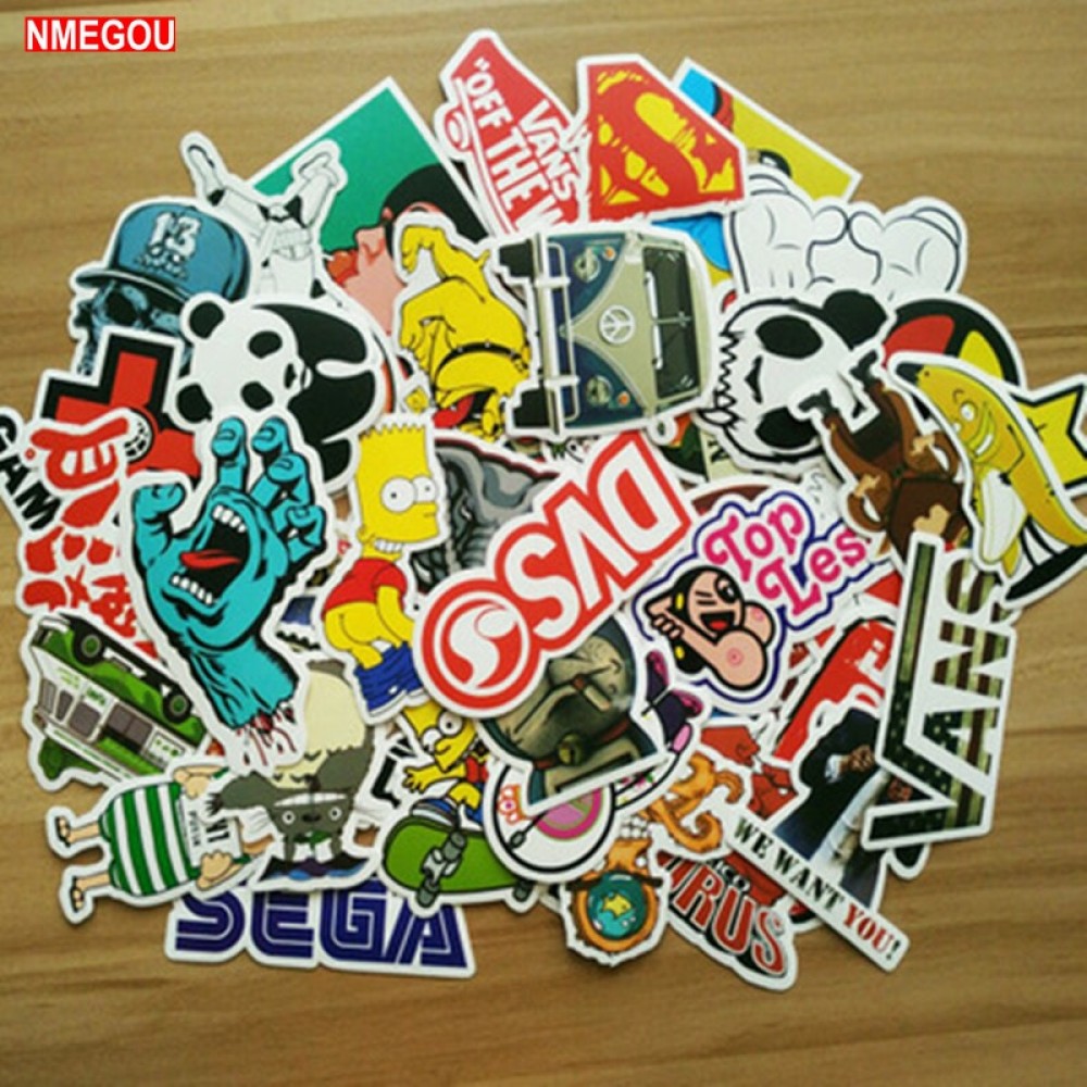 50pcs Waterproof Mobile Phone Sticker for Iphone X XS Max 6 7 8 Plus Samsung Galaxy Note 8 9 S8 S9 for Travel Box Laptop Luggage