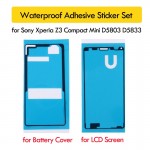 Waterproof Sticker for Sony Xperia Z3 Compact Mini D5803 D5833 Front LCD Frame+Back Battery Cover Adhesive Glue Tape Full Set