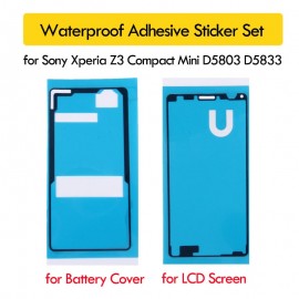 Waterproof Sticker for Sony Xperia Z3 Compact Mini D5803 D5833 Front LCD Frame+Back Battery Cover Adhesive Glue Tape Full Set