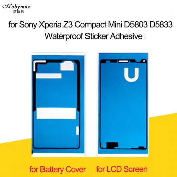 Waterproof Sticker for Sony Xperia Z3 Compact Mini D5803 D5833 Front LCD Frame+Back Battery Cover Adhesive Glue Tape Full Set