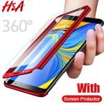 Hamp;A 360 Full Protection Case For Samsung Galaxy J4 J6 Plus J8 2018 PC Shockproof Cover For Samsung A7 A7 A8 Plus 2018 Case Glass