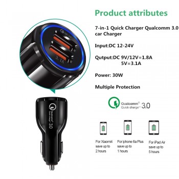 Good 3.1A Car USB Charger Quick Charge 3.0 Mobile Phone Charger 2 Port USB Fast Car Chargers for iphone ios Huawei Android Phone