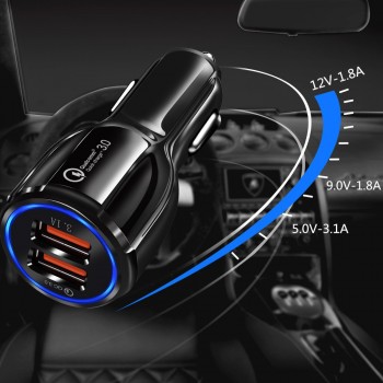 Good 3.1A Car USB Charger Quick Charge 3.0 Mobile Phone Charger 2 Port USB Fast Car Chargers for iphone ios Huawei Android Phone