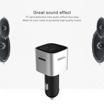 Rock Bluetooth Hifi fm transmitteramp; Dual USB Port Car Phone Charger ,2 in1 car charger 5V 4.8 A Max  Universal Car Phone Charger