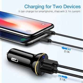 2 USB Car Charger Output 3.1A max Fast Charging Power Charger Adapter For Samsung Xiaomi Huawei mobile phones car-charger