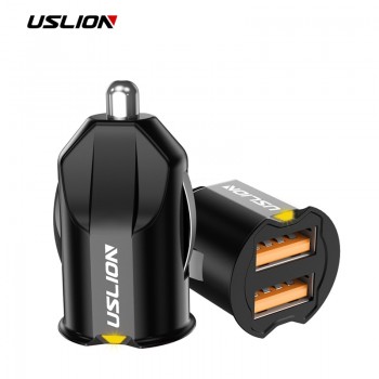 USLION Mini 2 Port USB Car Charger Adapter For iPhone Samsung 2.1A USB Charger Mobile Phone Dual USB Car-charger Auto Charger