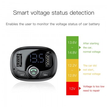 Baseus FM Transmitter Aux Modulator Bluetooth Car Charger Kit Handsfree Audio MP3 Player 3.4A Dual USB Fast Mobile Phone Charger