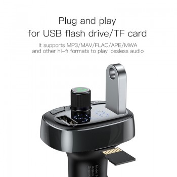 Baseus FM Transmitter Aux Modulator Bluetooth Car Charger Kit Handsfree Audio MP3 Player 3.4A Dual USB Fast Mobile Phone Charger