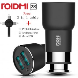 Original Xiaomi ROIDMI 2S Bluetooth Handfree 5V 3.8A Car Charger Music Player FM transmitters  iOS/Android App