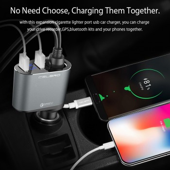 Car Cigarette Lighter Charger Adapter Quick Charge QC 3.0 Car Charger for Mobile Phone Auto Car USB Charger Extension with Fuse