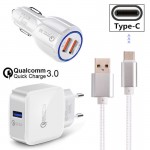 For Samsung galaxy S8 S9 A9 Star A8 2018 Short Type C usb wire QC 3.0 Fast Car charger adapter For Xiaomi Mi a2 6 Mi8 Honor 9 10