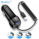 RAXFLY USB Car Charger For iPhone X 7 6 Mobile Phone Car-charger With Micro USB Type C Lighting Cable Phone Adapter For Samsung