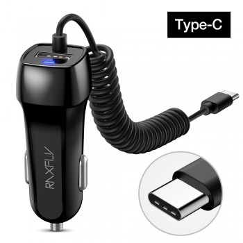 RAXFLY USB Car Charger For iPhone X 7 6 Mobile Phone Car-charger With Micro USB Type C Lighting Cable Phone Adapter For Samsung