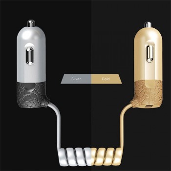 Remax Car Charger Adapter 3.4A with 2 in 1 USB Cable for iPhone 5s 6plus 7 8 micro usb for Samsung Huawei xiaomi LG Car-charger
