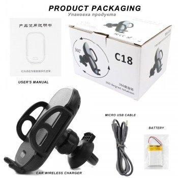 Intelligent Infrared Sensor QI Car Wireless Charger For iPhone Xs Max 8 X Samsung Xiaomi Wirless Charging Air Vent Phone Holder