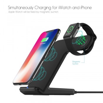 DCAE 2 in 1 Wireless Charger for apple i watch 1 2 3 4 Type C Fast Wireless Charging for iphone XS MAX XR X 8 Plus Samsung S9 S8