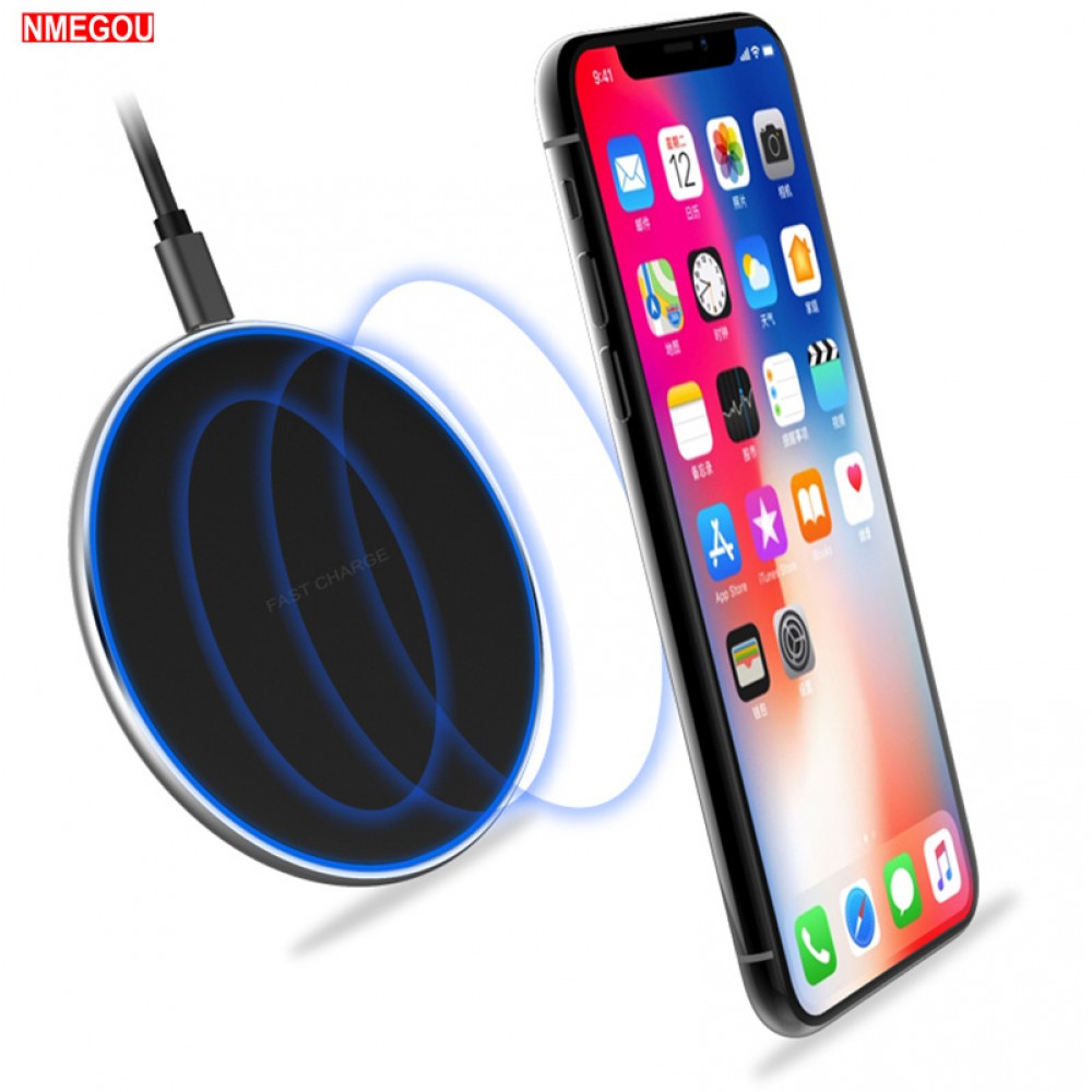Alloy Ultra Slim 15W Fast Wireless Charger for Xiaomi Mi Mix 2s Samsung Galaxy S9 S8 S7 Plus Note 8 9 Qi Induction Charging Pad