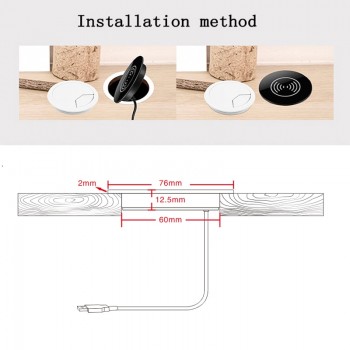 Universal Qi Wireless Charger For iPhone 8 X XR XS Samsung S9 S8 Note 8 9 Furniture Office Table Desk Mounted Quick Charging Pad