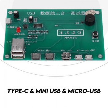 USB Cable Triad Tester Charging Cable Test Card For Tpye-c Mini USB Micro USB 3 in 1 PCB Board Data Wire Test Fixture Precise