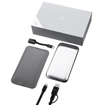 Xiaomi ZMI Space QPB60 6000mAh PD QC2.0 Stainless Steel Fast Charging Power Bank with Leather PU Cover AndOTG Adapter Cable