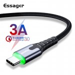 Essager LED USB Type C Cable Fast Charging USB C Cable for Samsung Galaxy S9 S8 Oneplus 6t 6 USBC Type-c Data Cord USB-C Charger