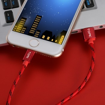 USB Cable For iPhone Xs Max, TOPK Nylon Braided Fast Data Charging Cable For iPhone X 8 7 6 6s Plus 5 5s SE Mobile Phone Cable