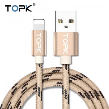 USB Cable For iPhone Xs Max, TOPK Nylon Braided Fast Data Charging Cable For iPhone X 8 7 6 6s Plus 5 5s SE Mobile Phone Cable
