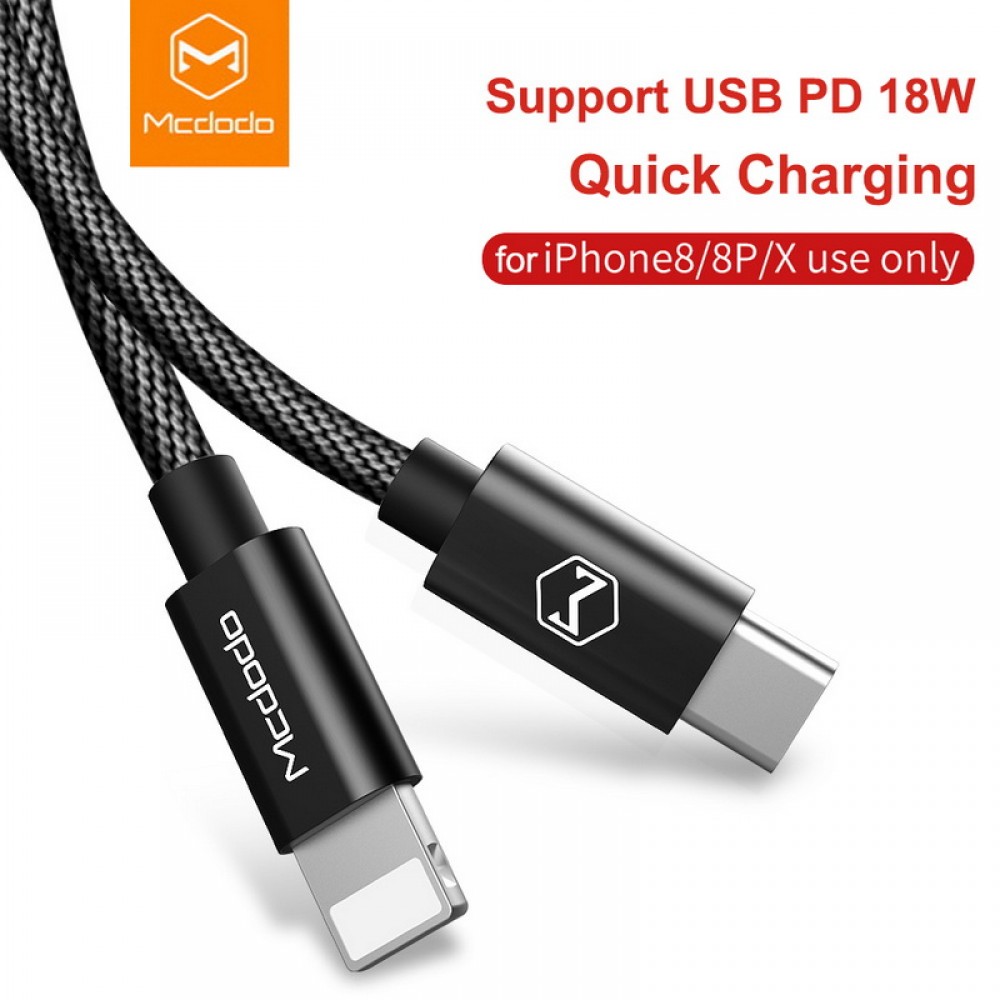 MCDODO USB C PD Cable USB-C to 8 Pin Quick Charging Cable For iPhone X 8 Plus Phone Data Cable For iPhone XS MAX XR Charger Cord